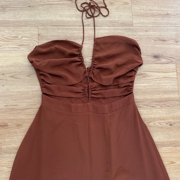 Runway the Label Jayden Brown Strappy Cutout Maxi Dress Size 10 Wedding Party - Picture 5 of 9